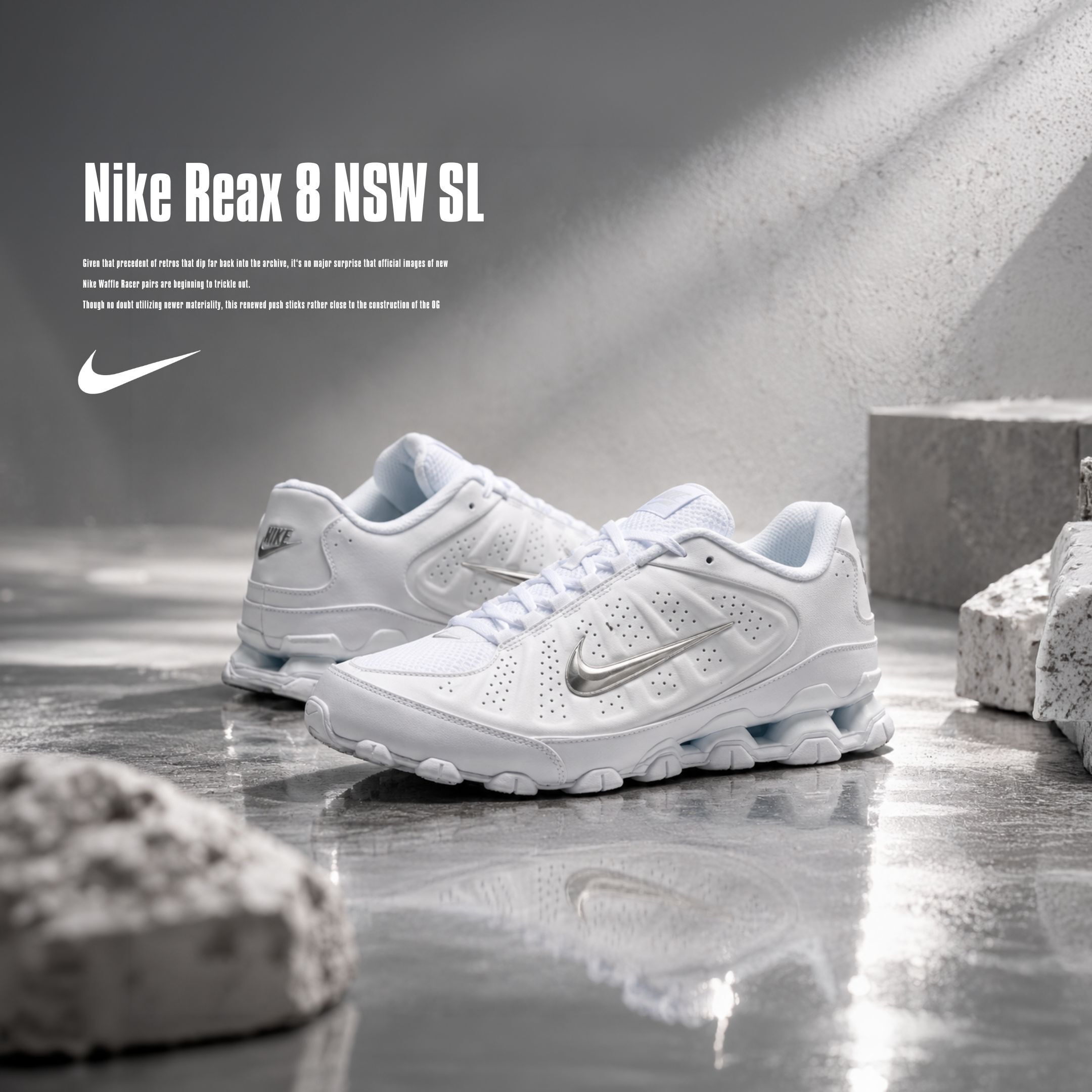 NICEDAY 現貨 Nike Reax 8 NSW SL 白 白銀 白灰 彈簧 氣墊 復古 銀灰 IR5118-100