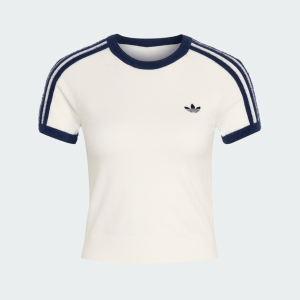 Adidas 愛迪達 Knit Tee KS9952 女 T恤 運動上衣 休閒短袖 白 短版