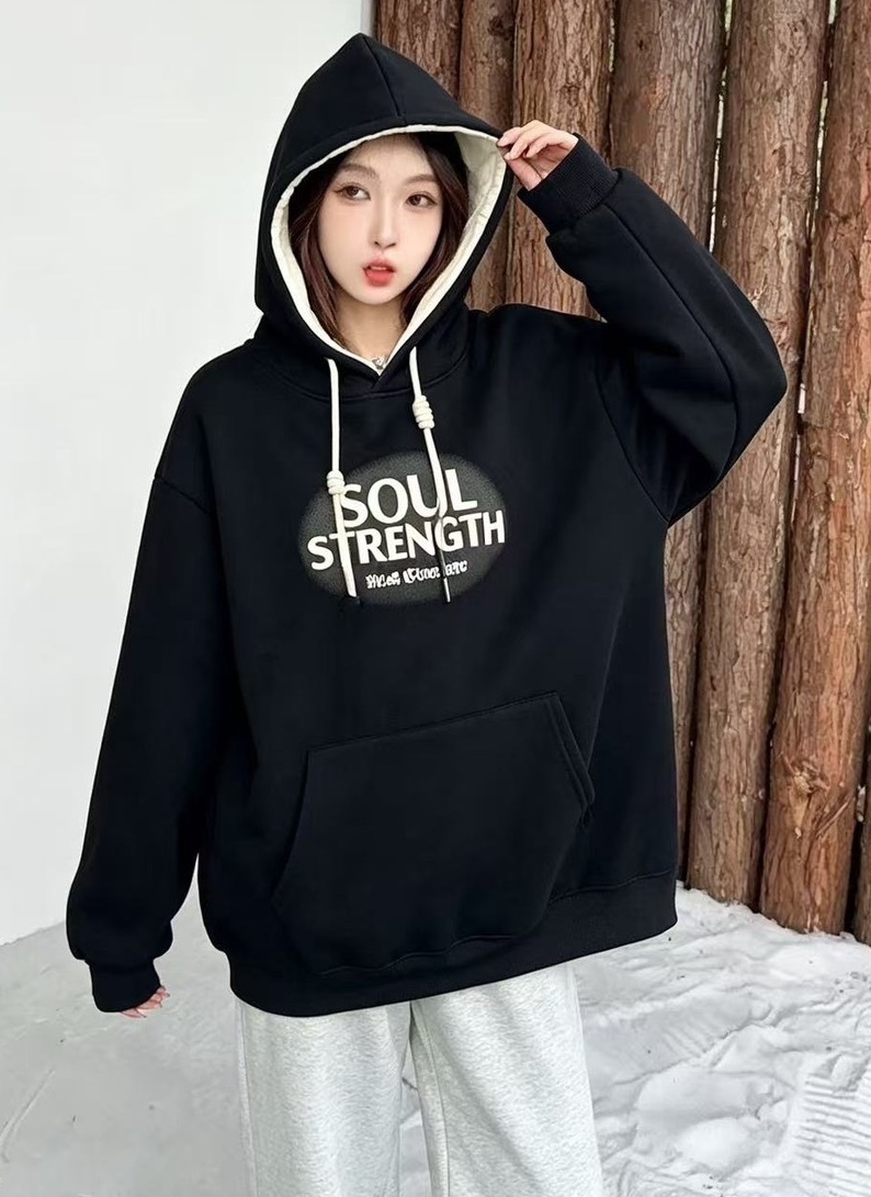 撞色連帽SOUL棉質衣