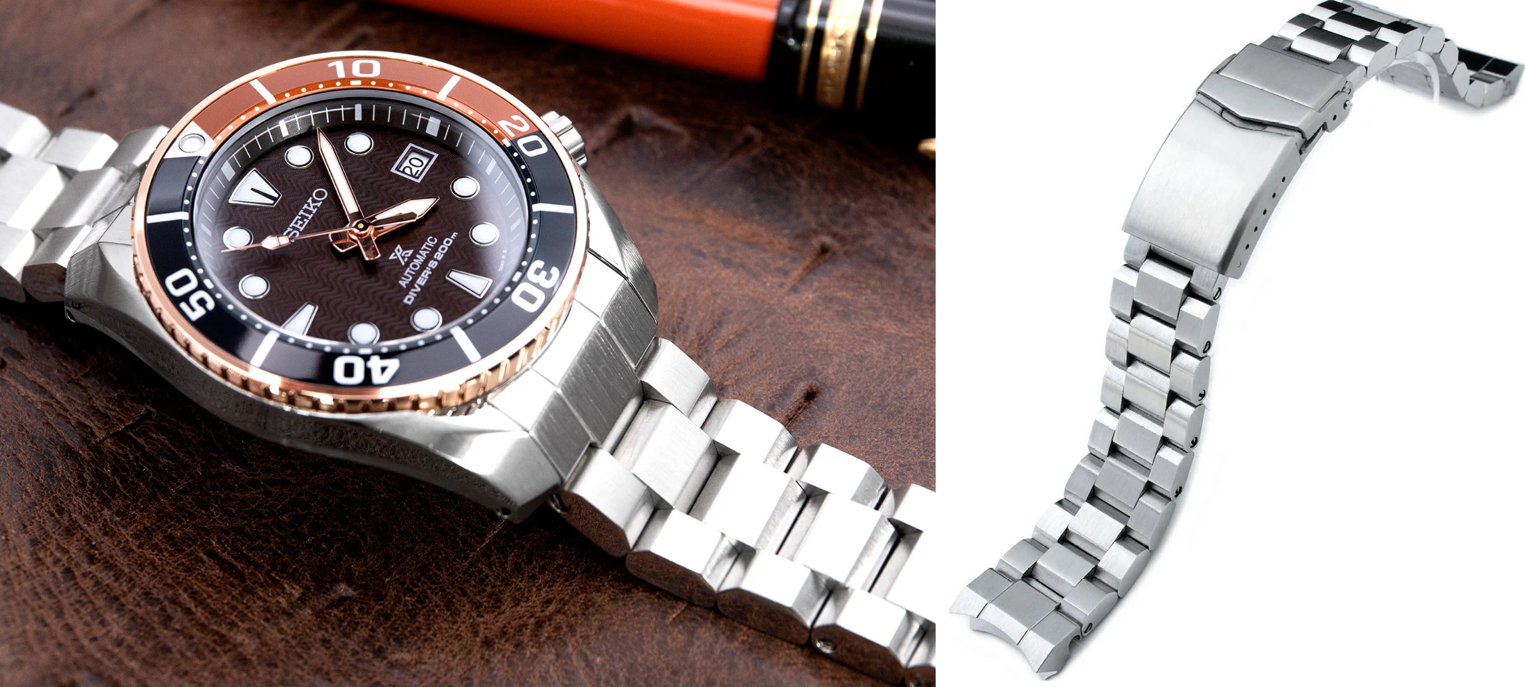 萬年鐘錶 - 太空人錶帶 SEIKO 精工小MM 代用鋼錶帶 SBDC001 SBDC031 SBDC081 凱撒三板式不鏽鋼V形潛水扣 SS201820B042