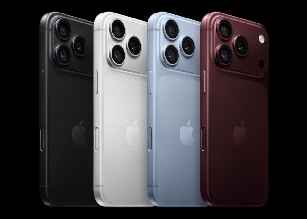 iPhone 18 Pro in black, silver, glacier blue and burgundy