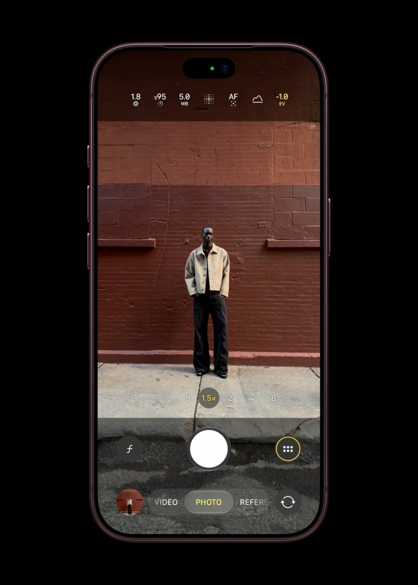 iPhone 18 Pro Camera app Pro controls showing variable aperture