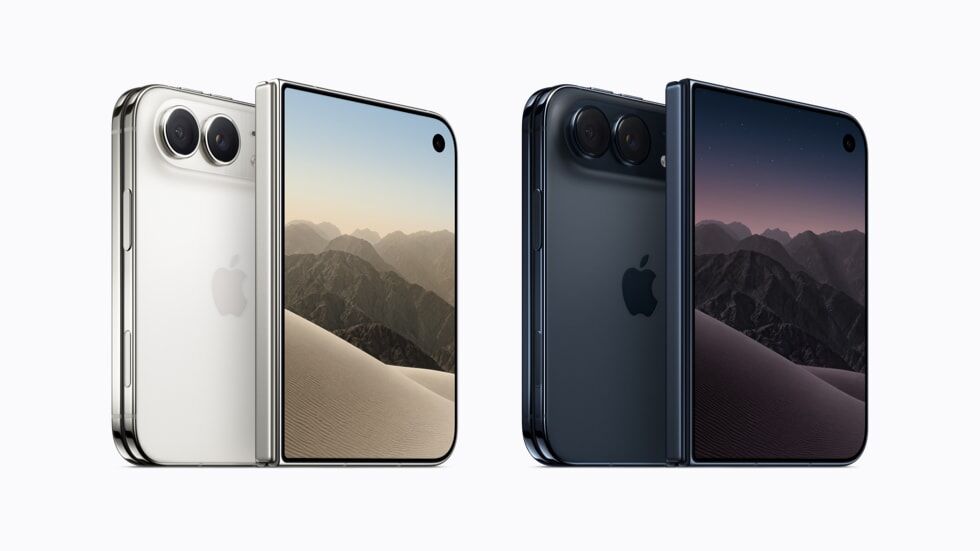 iPhone Duo 可摺疊 iPhone 展開與闔起外觀