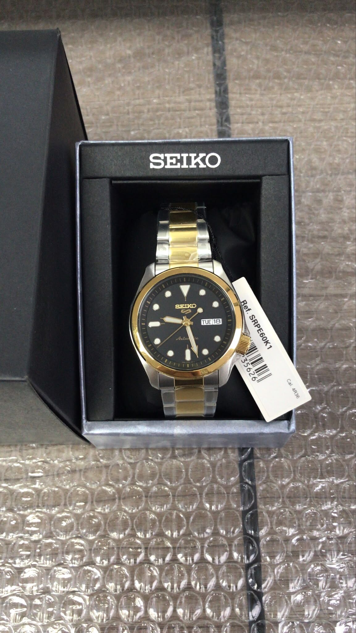 Seiko 精工 5 Sports Black Dial Automatic SRPE60 SRPE60K1 SRPE60K 100M SRPE60K1 自動機械錶