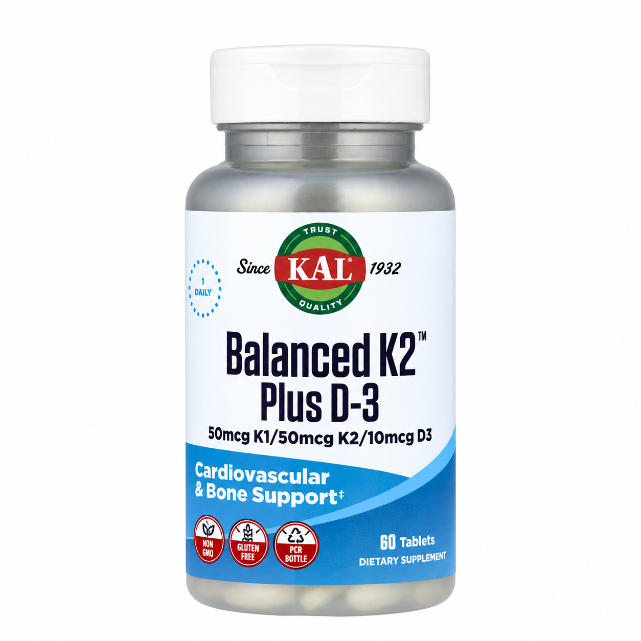 【iHerb】任兩件免運 KAL Balanced K2+D3 維生素K1 K2 MK-7 D3 60片