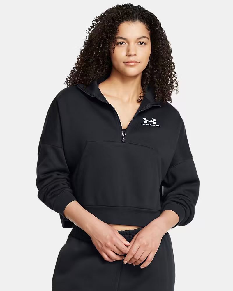 【預購】UNDER ARMOUR N091050 Icon Fleece 女裝半拉鏈衛衣 (黑色)