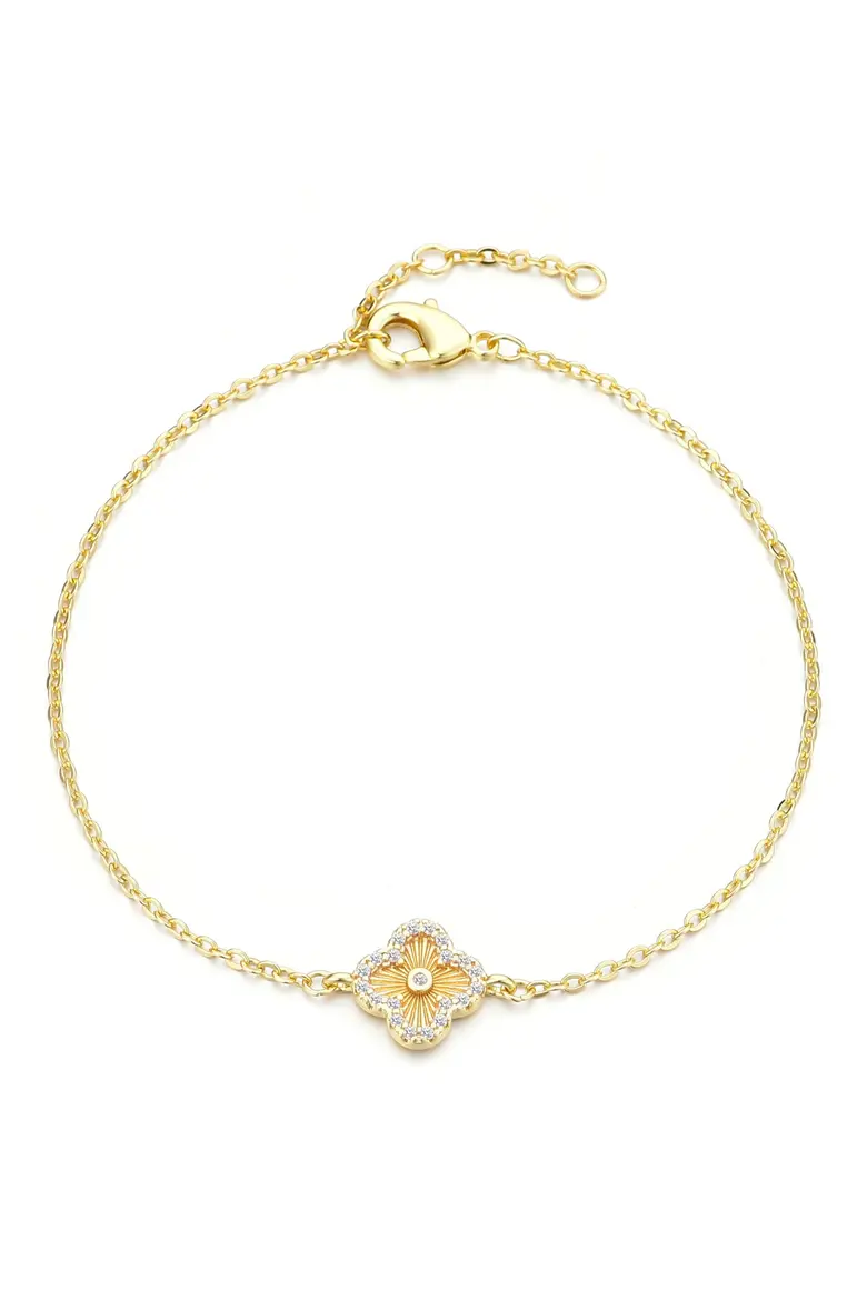 【預購】Adornia N091054 Pavé CZ 四葉草手鏈 (金色)