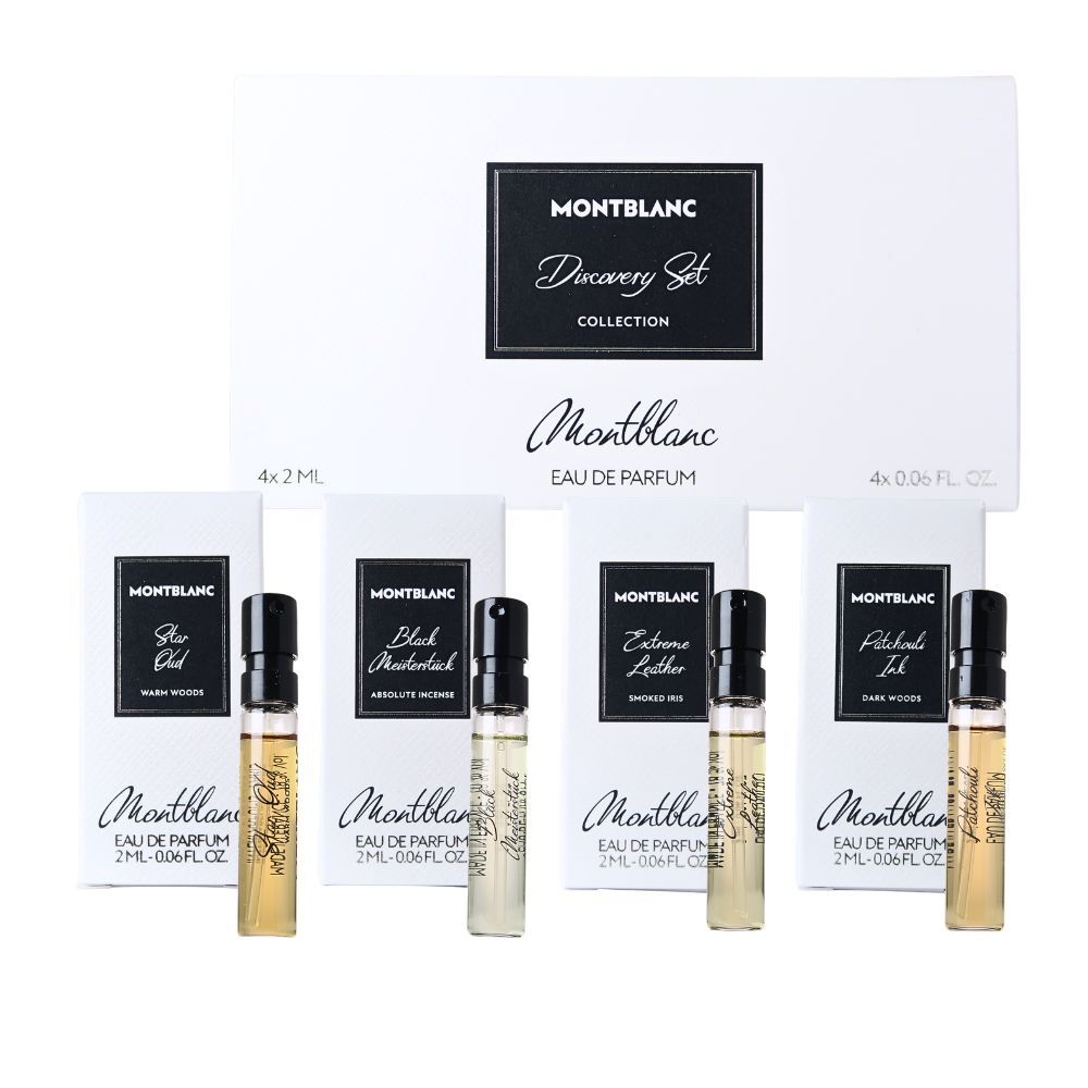 MONTBLANC 萬寶龍 淡香精針管禮盒 4x2ml(黑色大班+墨色廣藿香+極致皮革+星夜沉香)