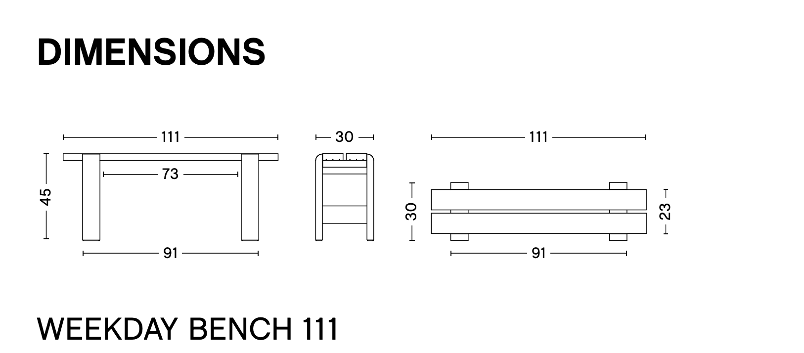HAY Weekday Bench 日常長凳 111 尺寸