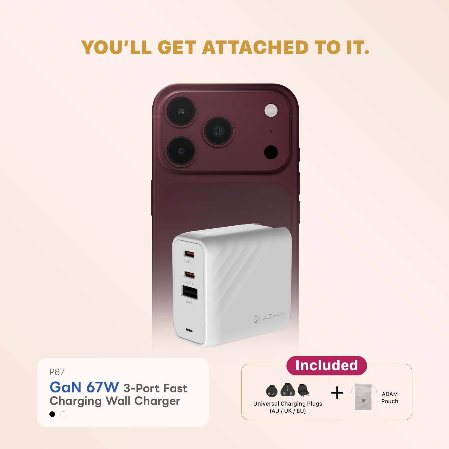 【iPhone 18 Essential Kit】P67 GaN 67W 3-Port Fast Charging Wall Charger