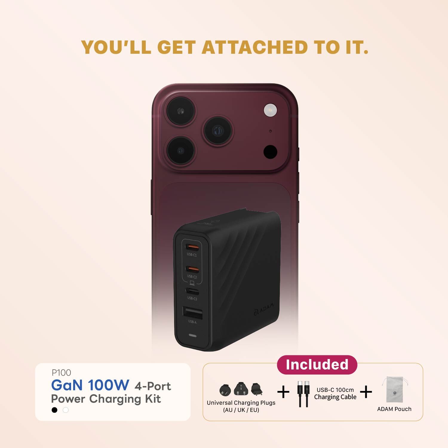 【iPhone 18 Essential Kit】P100 GaN 100W 4-Port Power Charging Kit