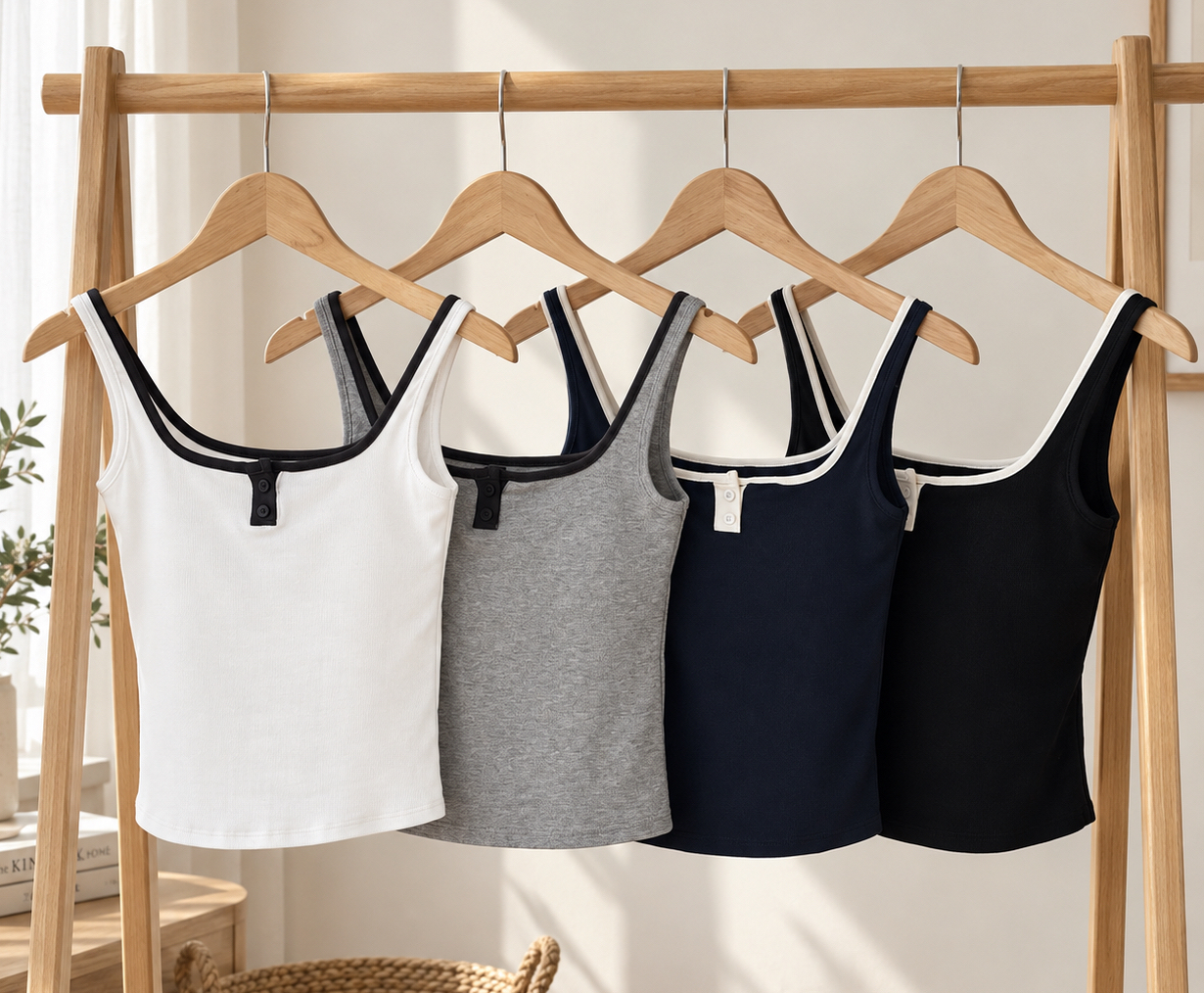 TWO TONE BUTTON FRONT PADDED SINGLET