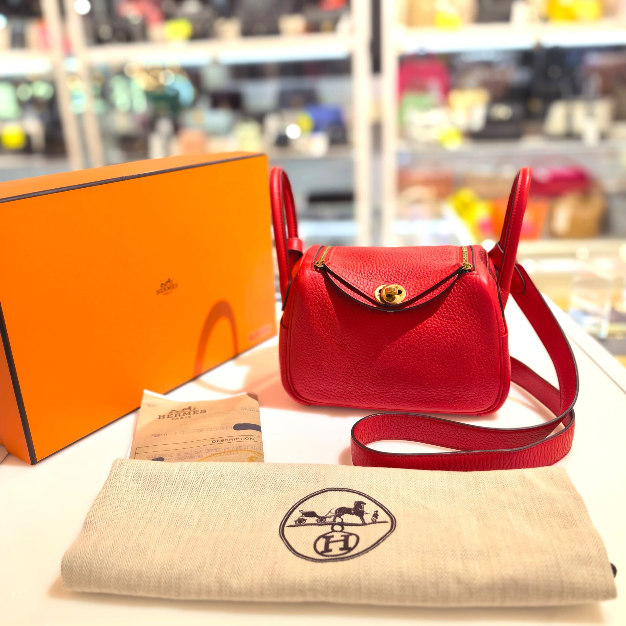 98%NEW二手MINI LINDY S3/ROUGE COEUR  GHW 心紅色TC皮金扣 #香榭站正品