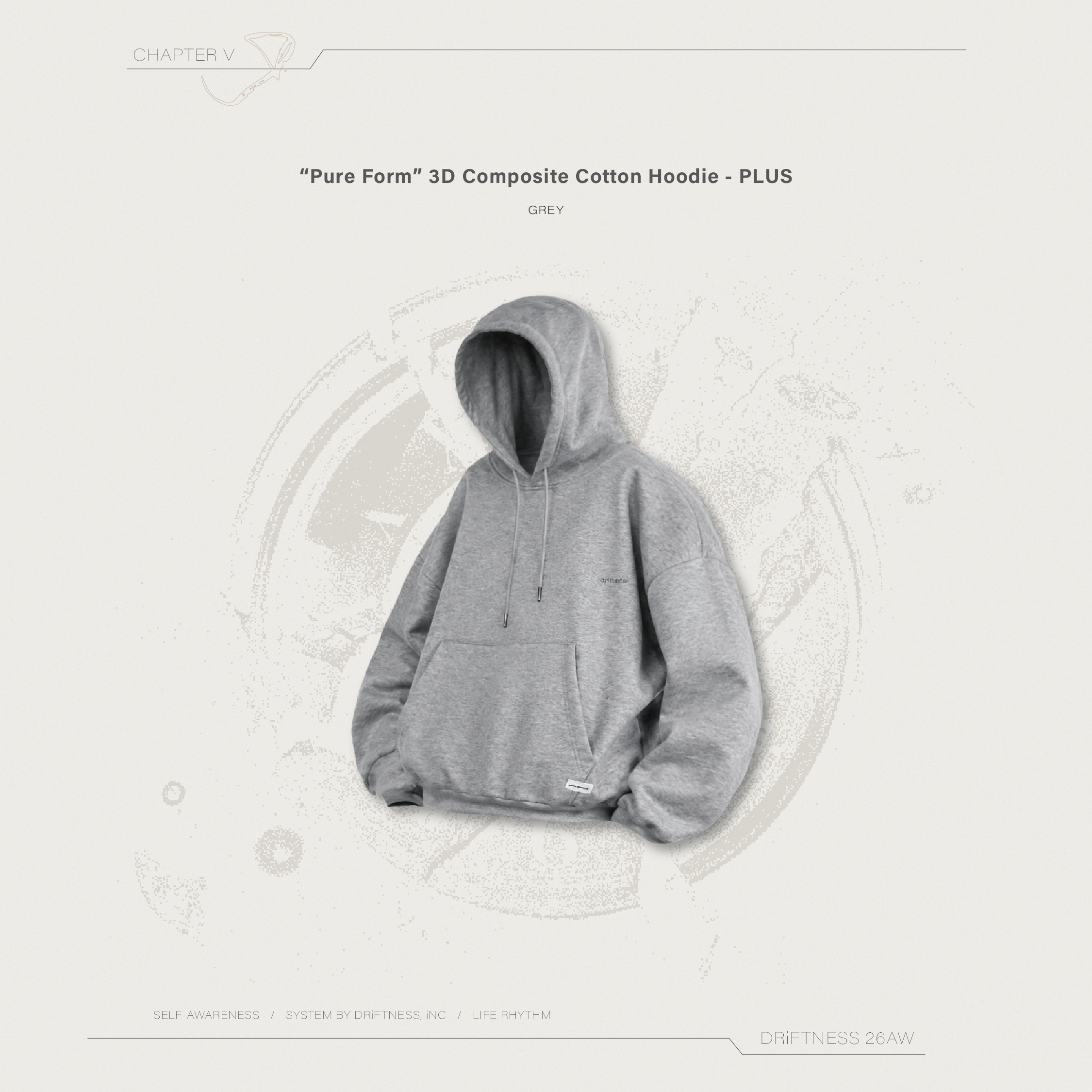 DRiFTNESS｜”Pure Form” 3D複合棉套裝帽T - 新版 - Grey
