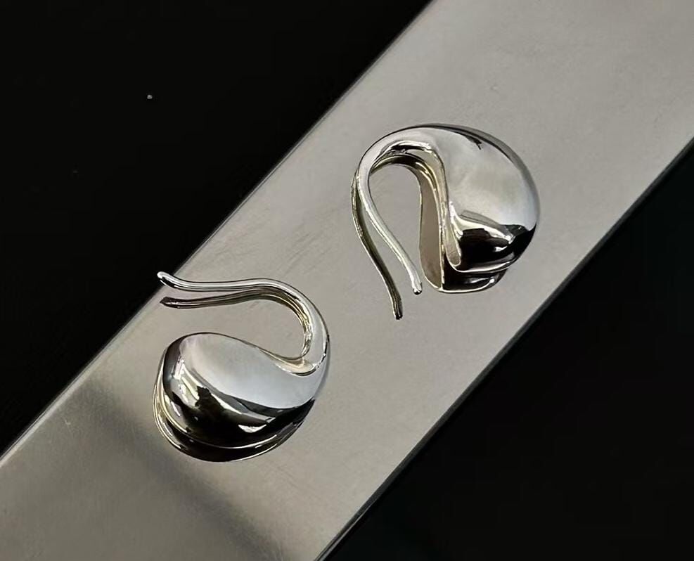 VV02 S925 韓系簡約水滴造型耳勾耳釘