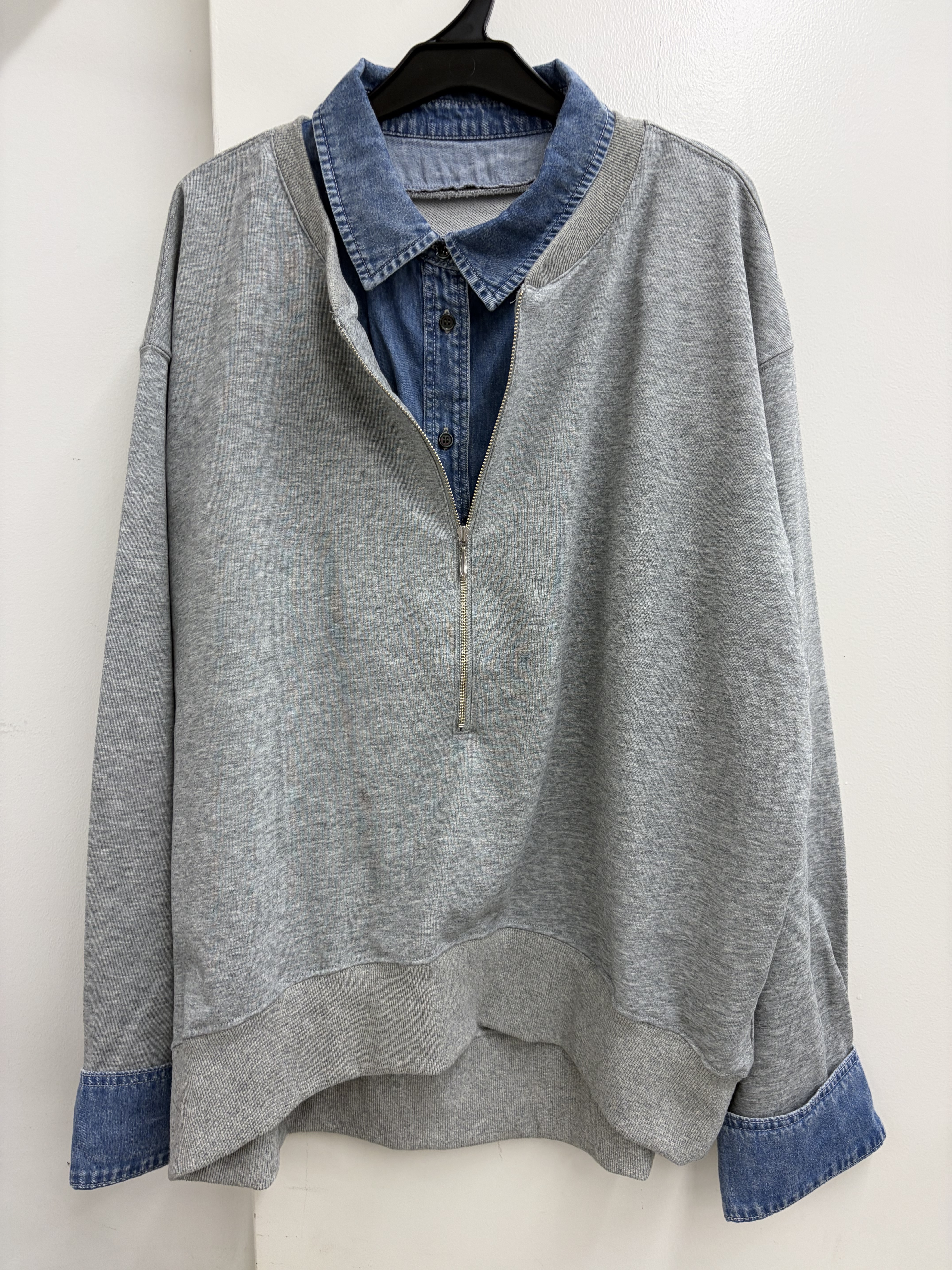 HH 假兩件牛仔外套 top
