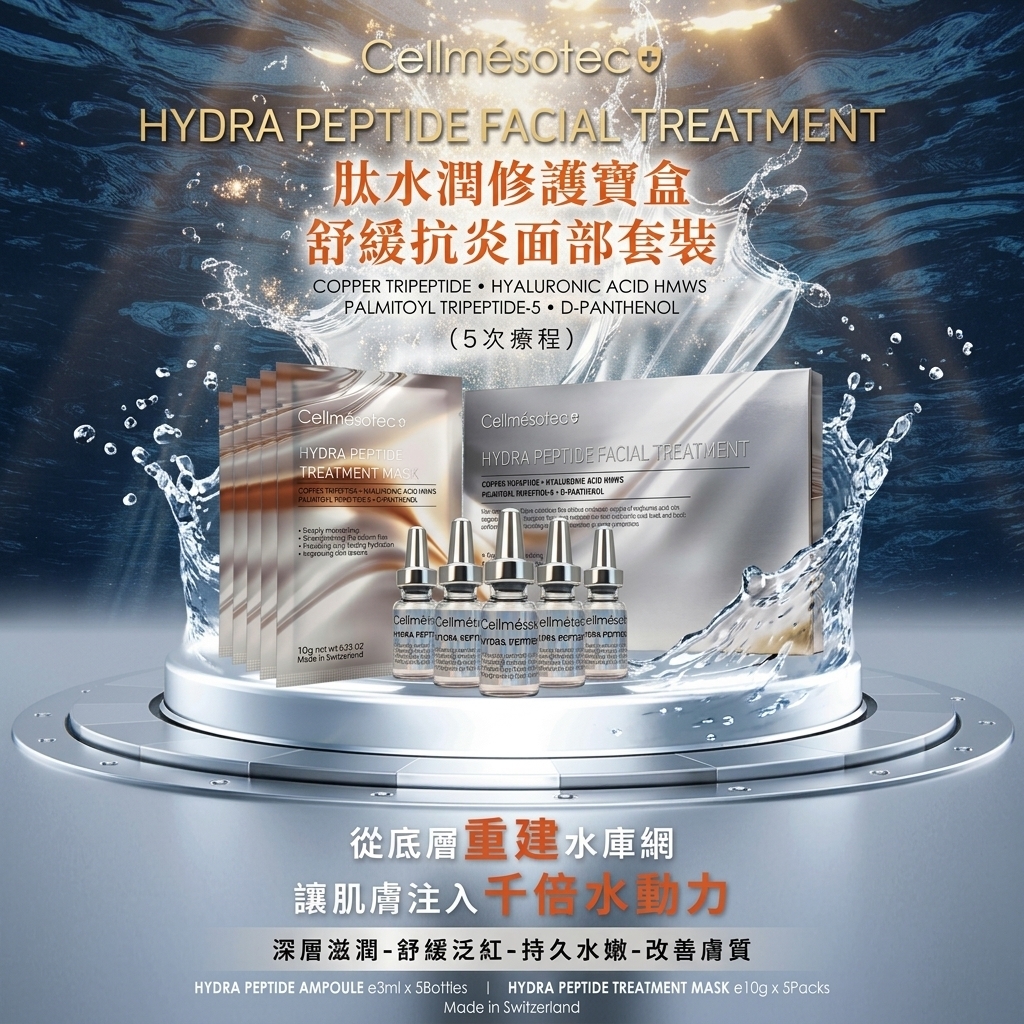 瑞士 Cellmésotec 胜肽水潤修護寶盒舒緩抗炎面部套裝(可配合家用儀器導入)