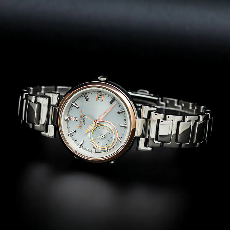 萬年鐘錶 - CASIO  Sheen 系列  都會女性太陽能藍芽萬年曆女錶 SHB-100SG-7 錶徑30MM