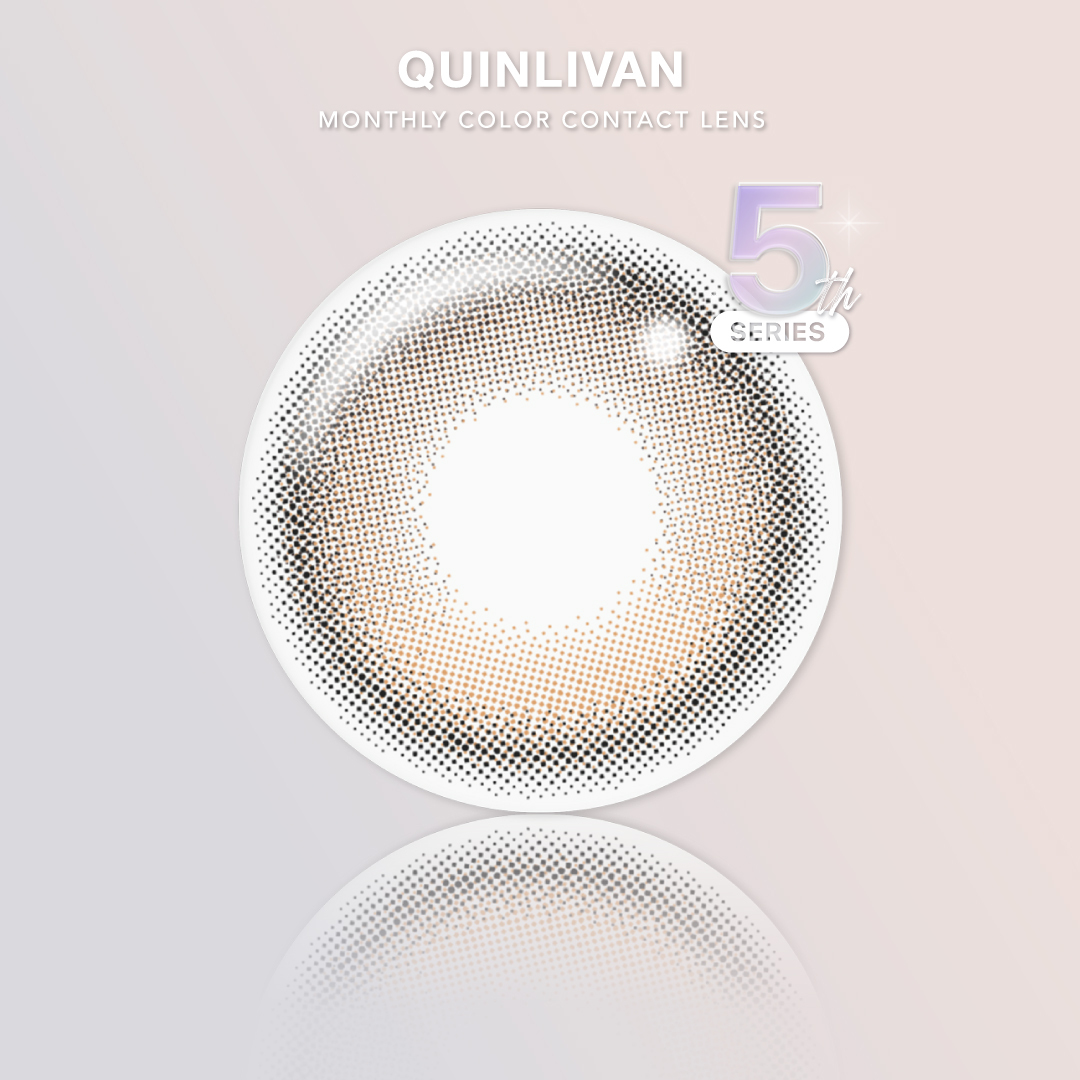 Quinlivan昆凌  5週年系列彩色月拋 黃金棕/珍珠灰 2片裝