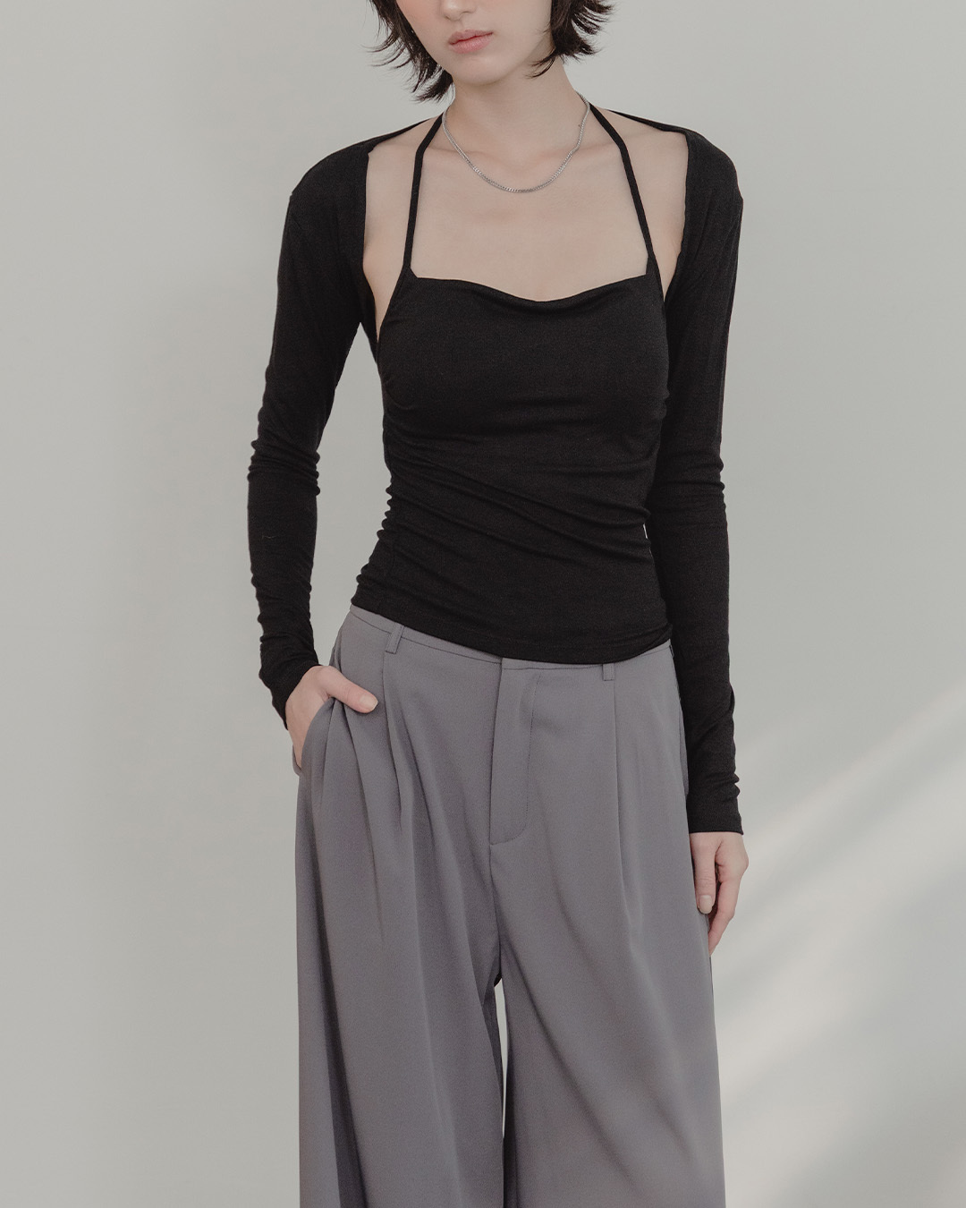 Two-piece halter neck bra top - black【01150497】in stock+pre-order