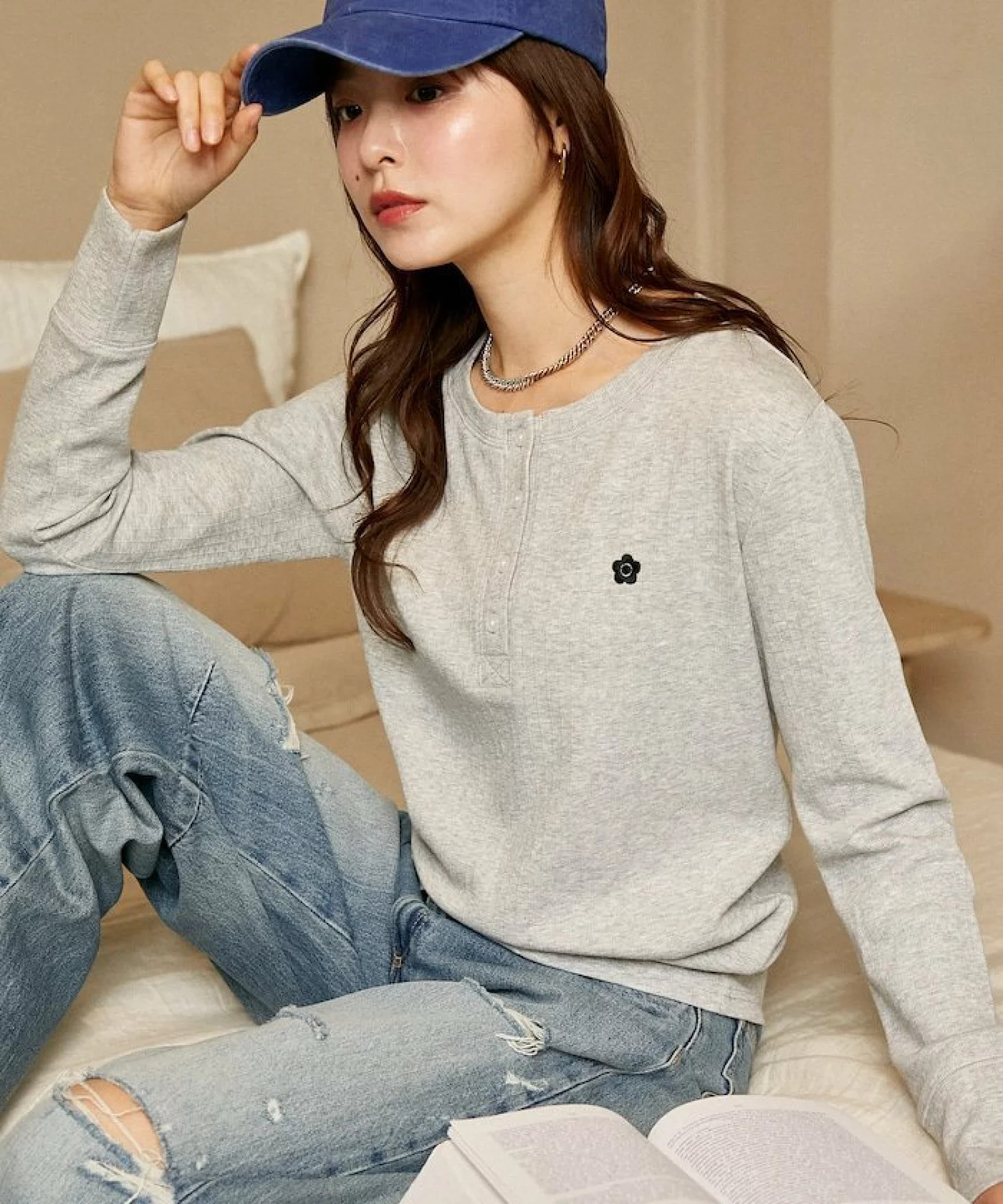 [預購] MARY QUANT×PUBLUX 限定合作款｜羅紋亨利領長袖上衣