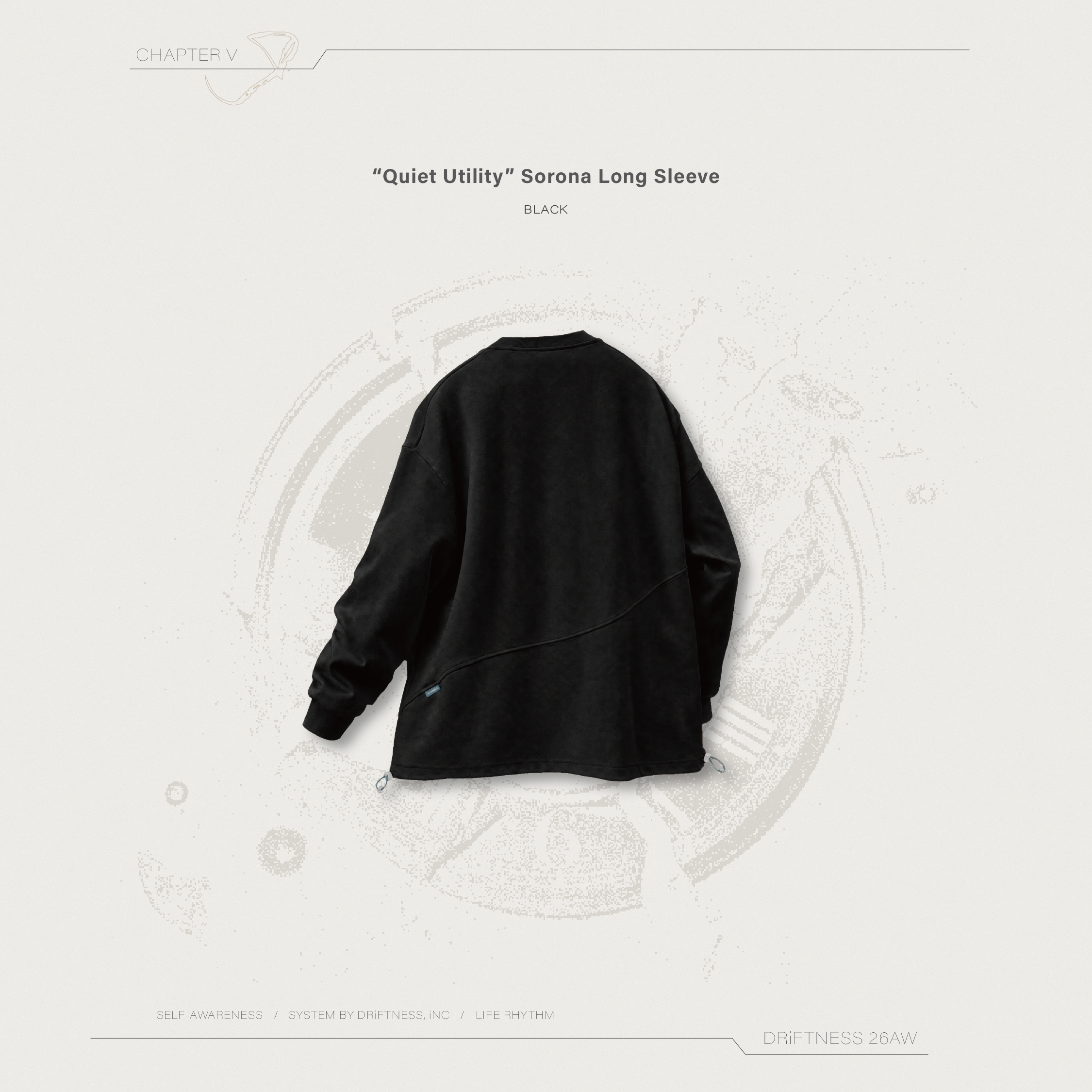 DRiFTNESS｜"Quiet Utility" SORONA發熱機能薄長袖 - Black
