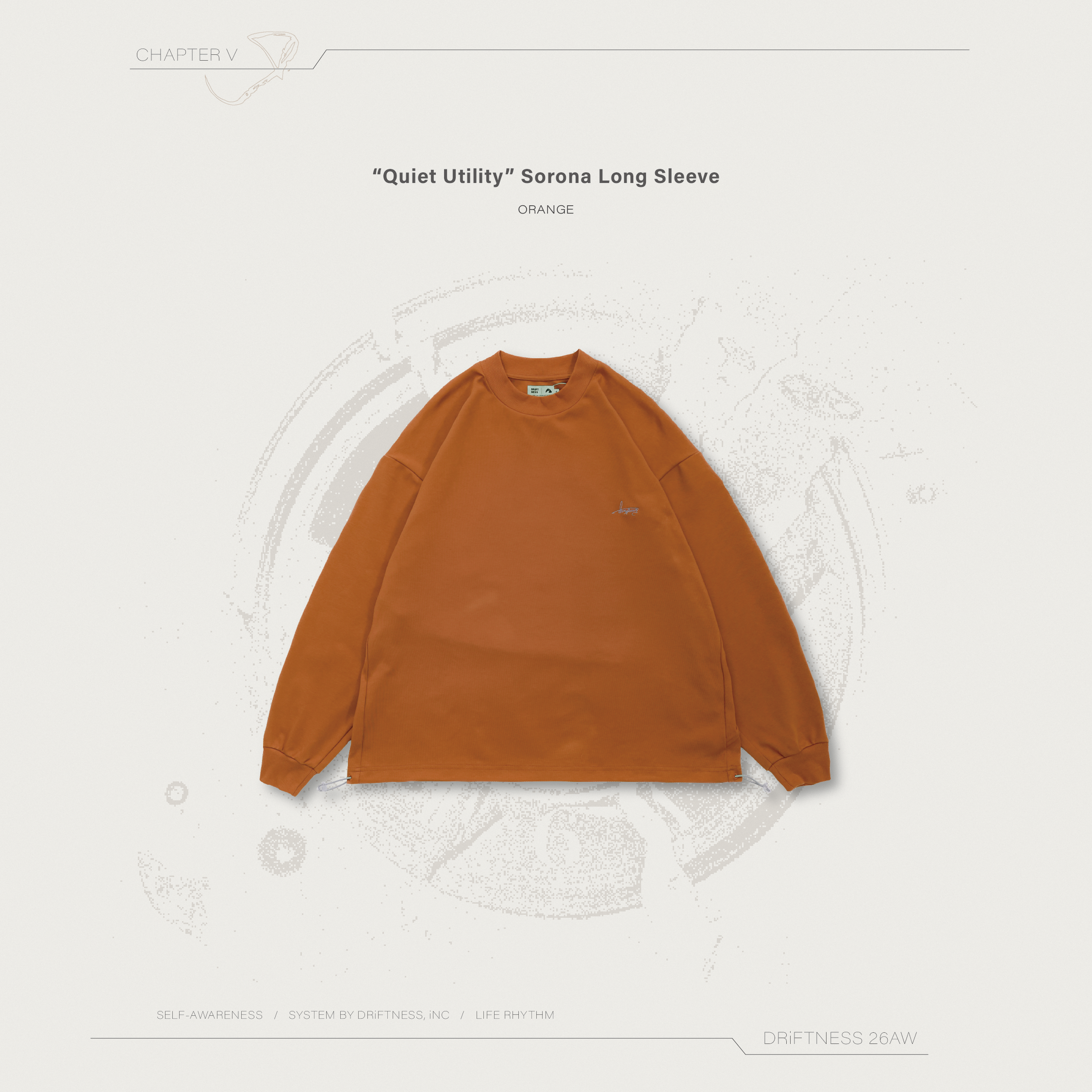 DRiFTNESS｜ "Quiet Utility" SORONA發熱機能薄長袖 - Orange