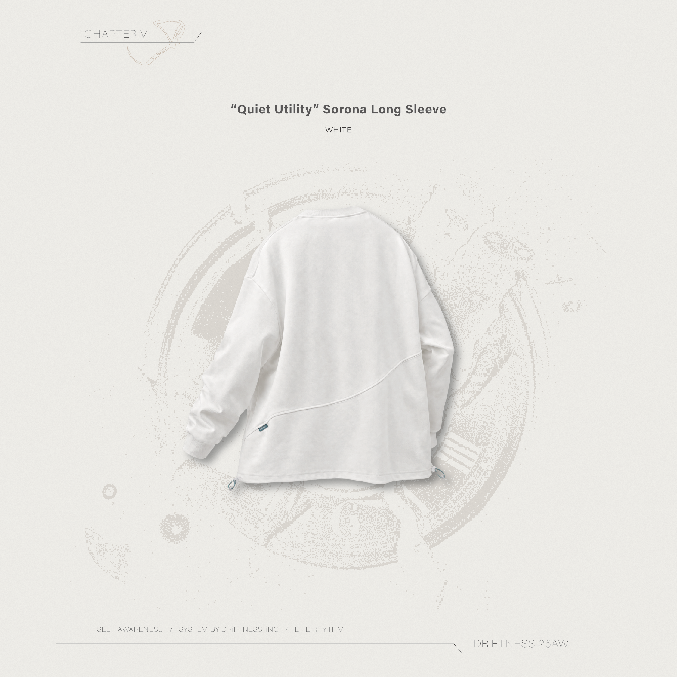 DRiFTNESS｜"Quiet Utility" SORONA發熱機能薄長袖 - White
