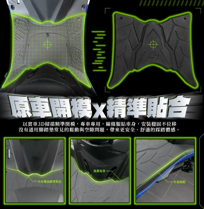 【Gozilla】 KYMCO G7 180 KRV ROMA 造型止滑矽膠腳踏墊 武魂家徽紋 雨天不打滑 告別塑膠感 踩踏安心