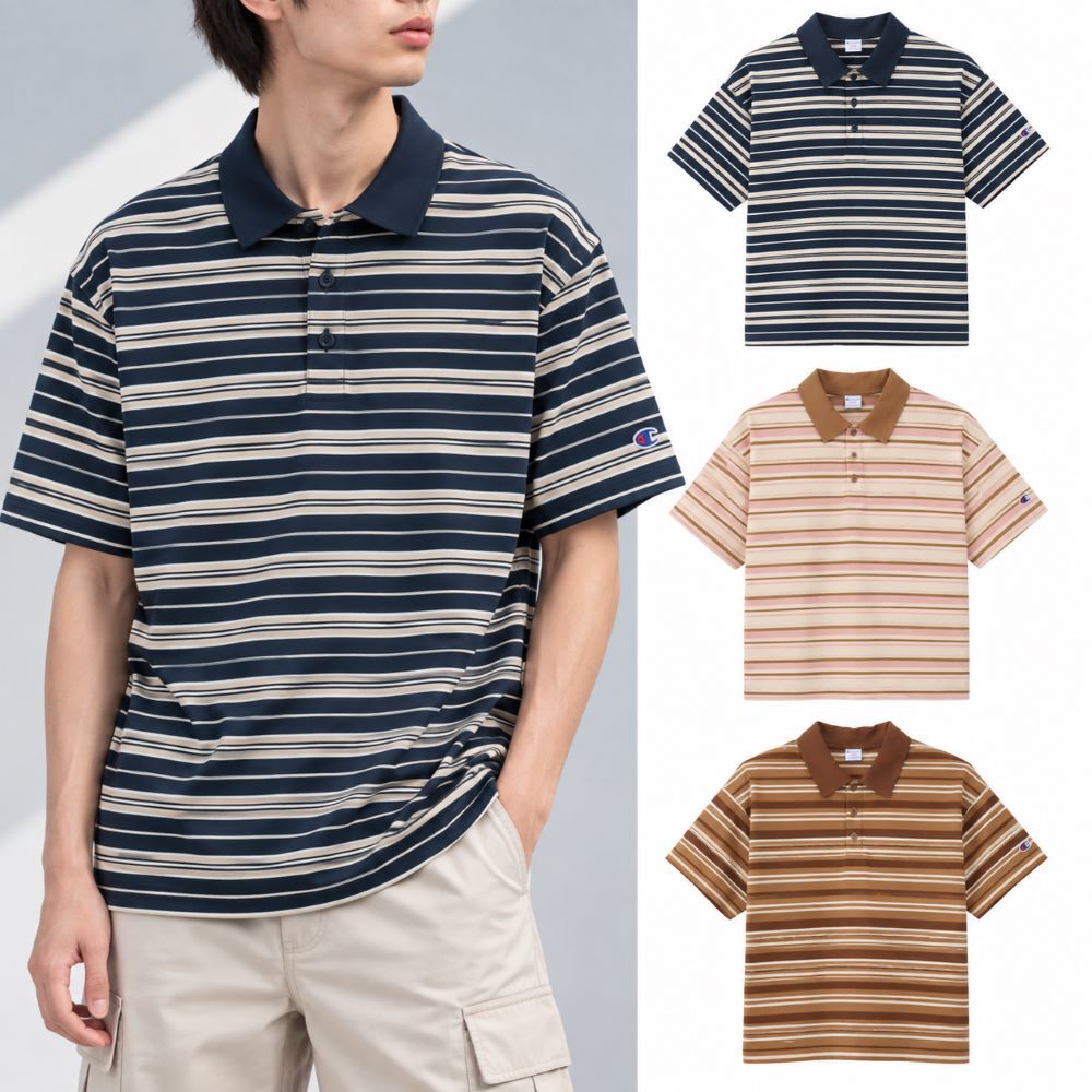 男款-CASUAL 條紋短袖POLO衫-3色(C3-D321)