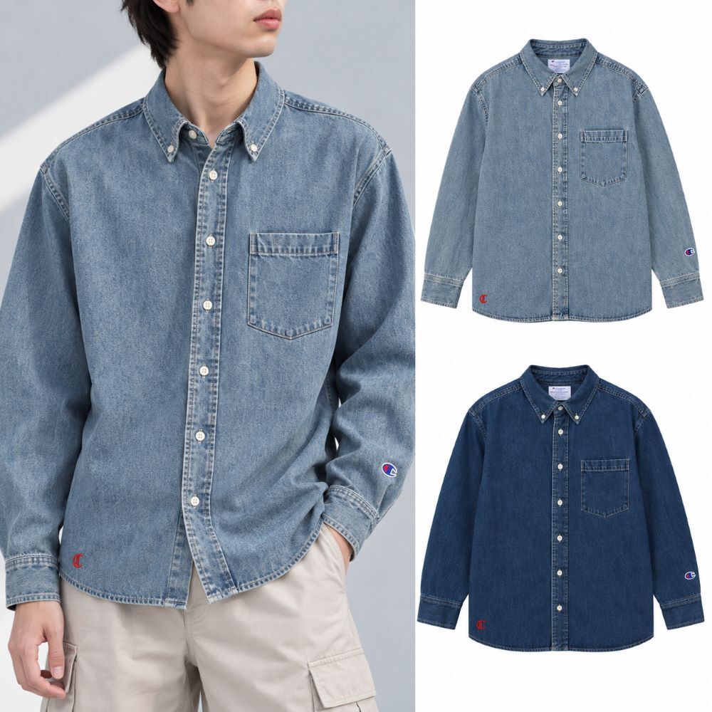 男款-CASUAL 牛仔長袖襯衫-2色(C3-D401)