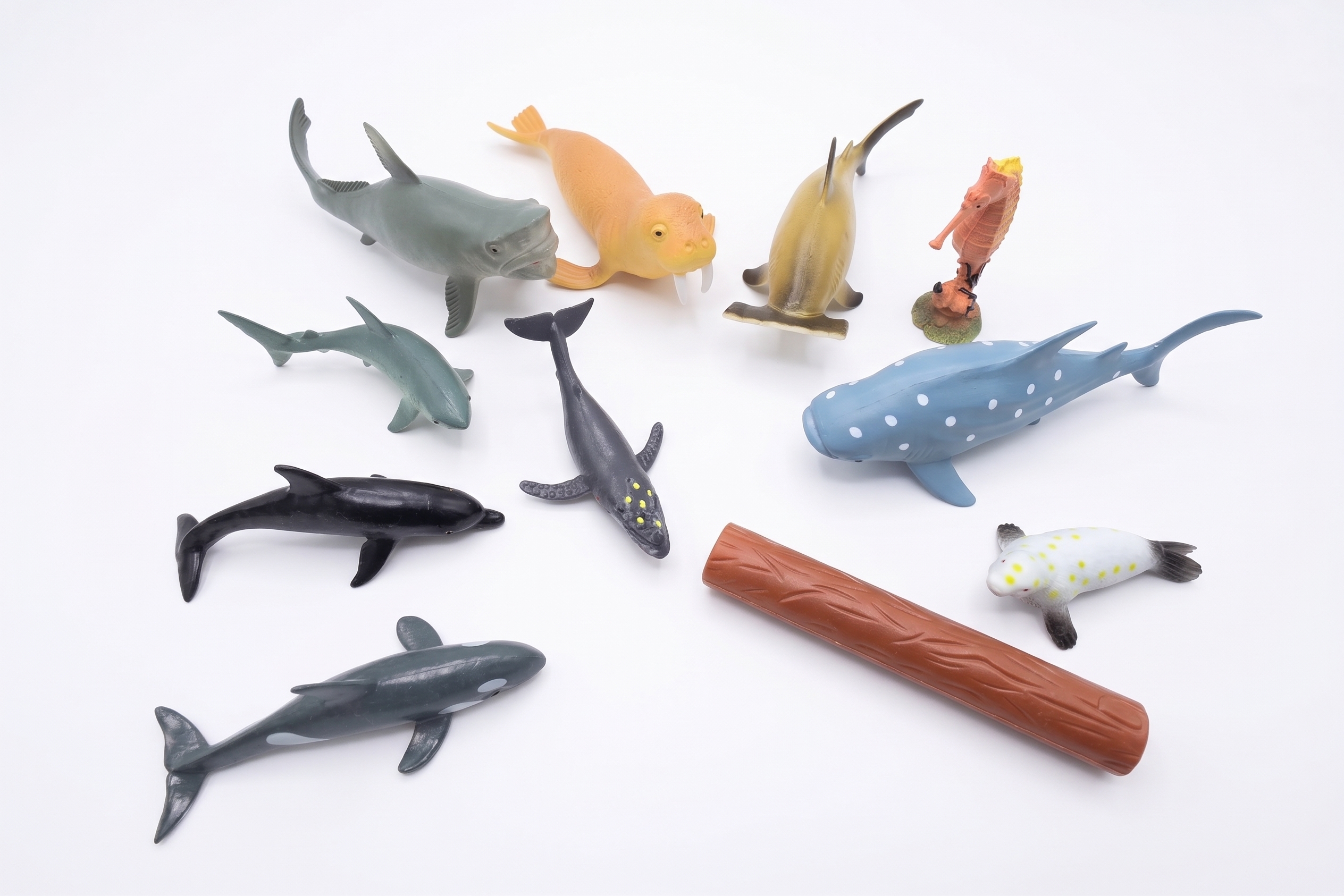 【Smart Angel】Sea Life Figures Bucket Set Vol. 2 (10 Sea Animals + 1 Log) 11-Piece Set (3Y+)