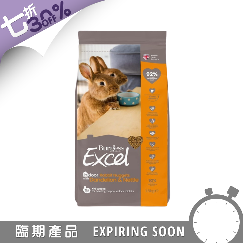 Burgess Excel 室內成兔糧 - 1.5kg