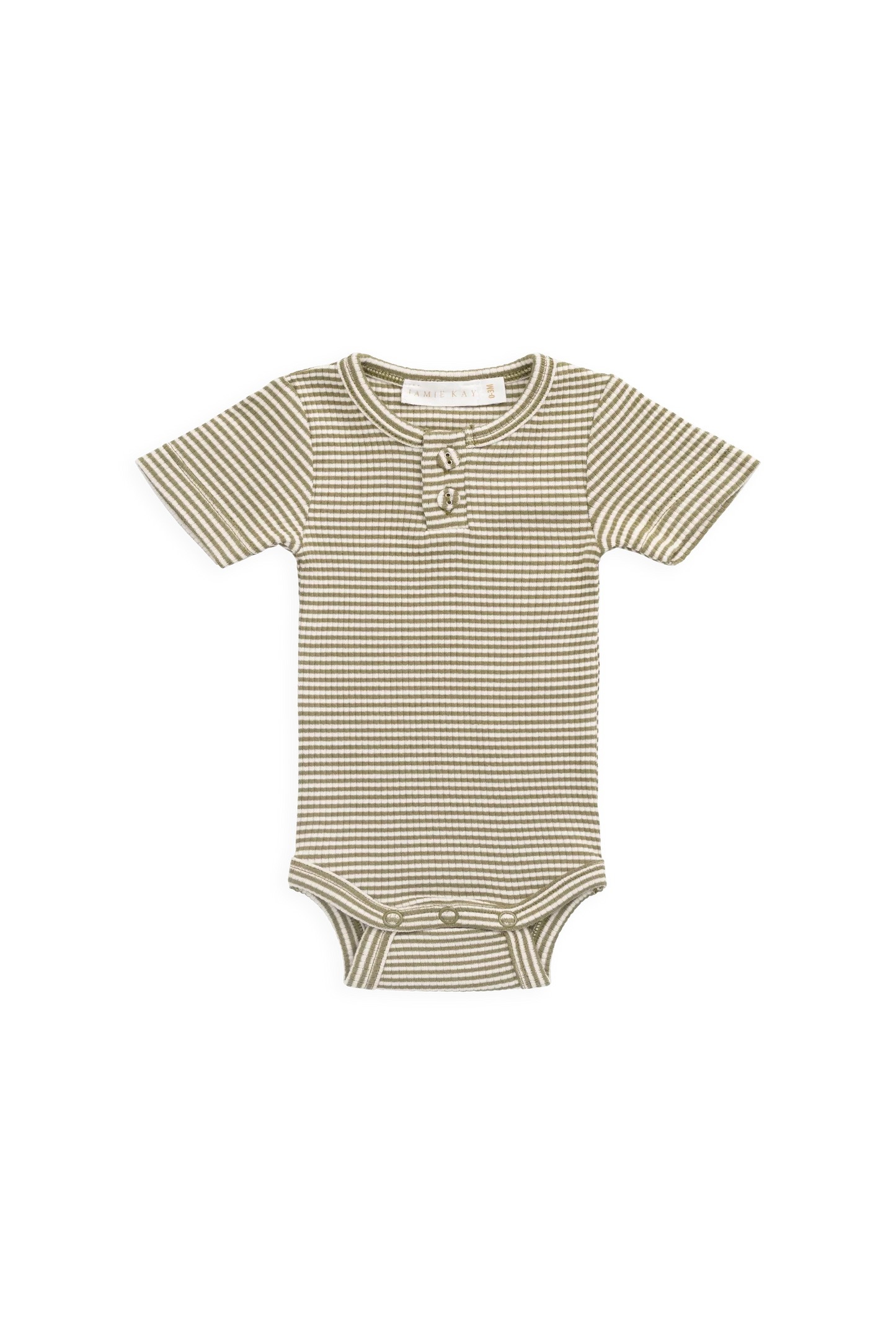 【預購】JAMIE KAY - Organic Cotton Modal Darcy Rib Tee Bodysuit（Petite Stripe Avocado Oil/Cloud）