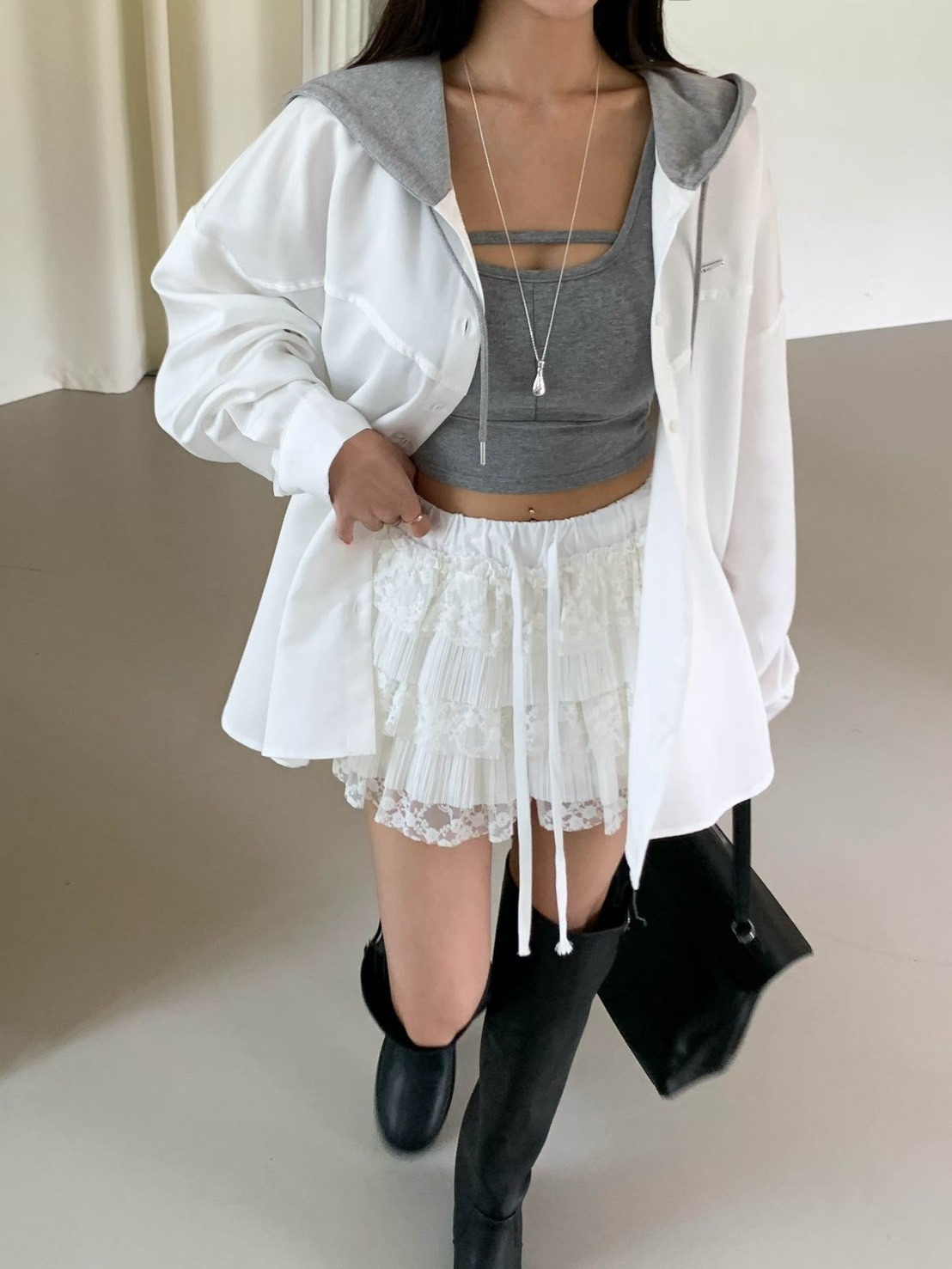 灰帽休閒襯衫
