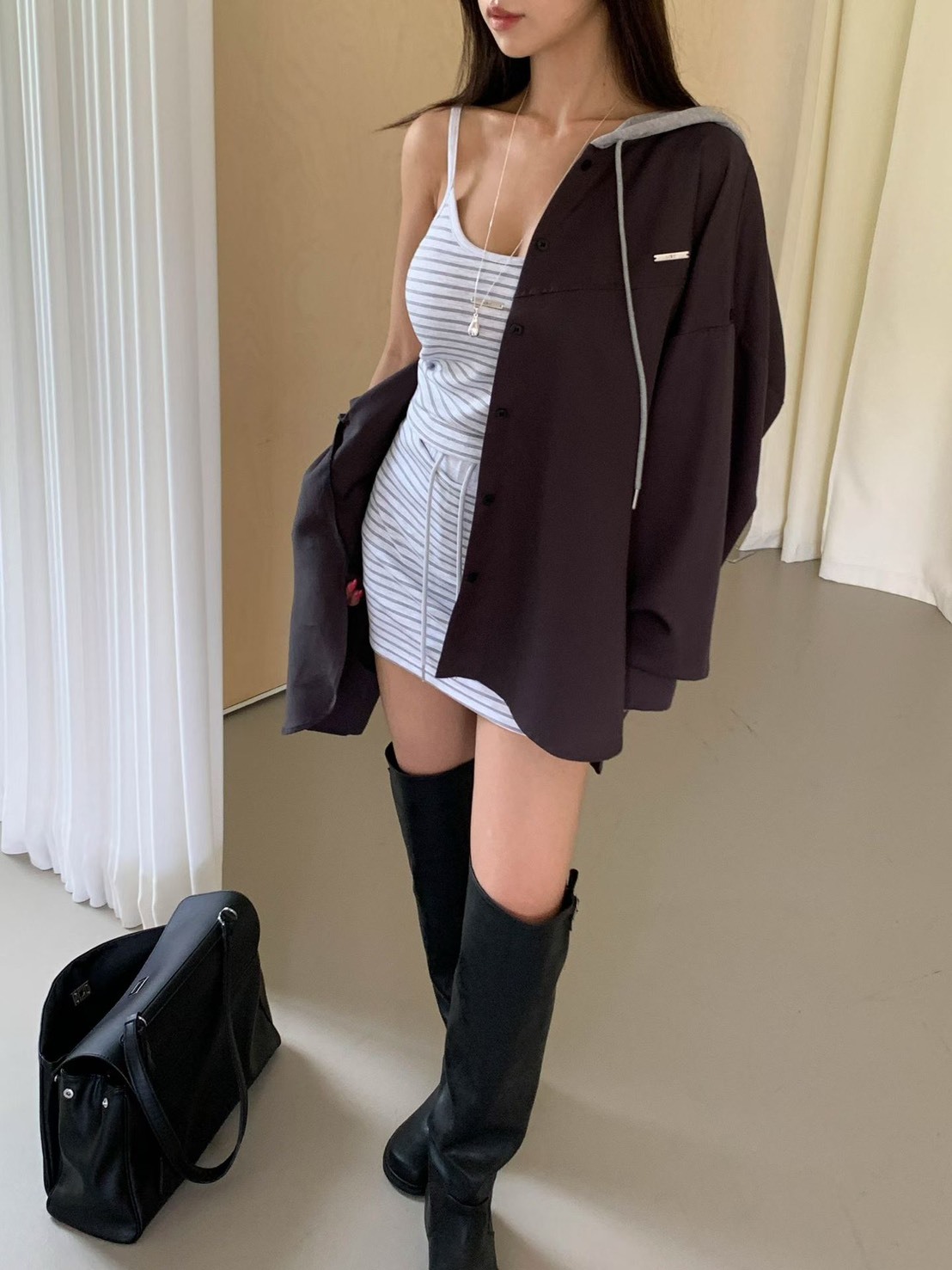 灰帽休閒襯衫
