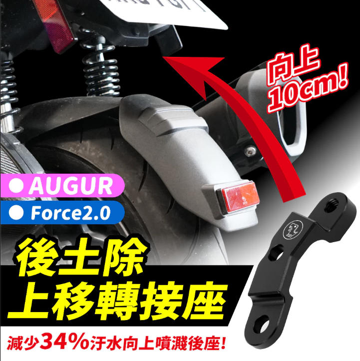 【Gozilla】YAMAHA AUGUR FORCE 2.0 後土除上移轉接座 擋泥板 終結原廠污水上噴 拯救後背泥濘