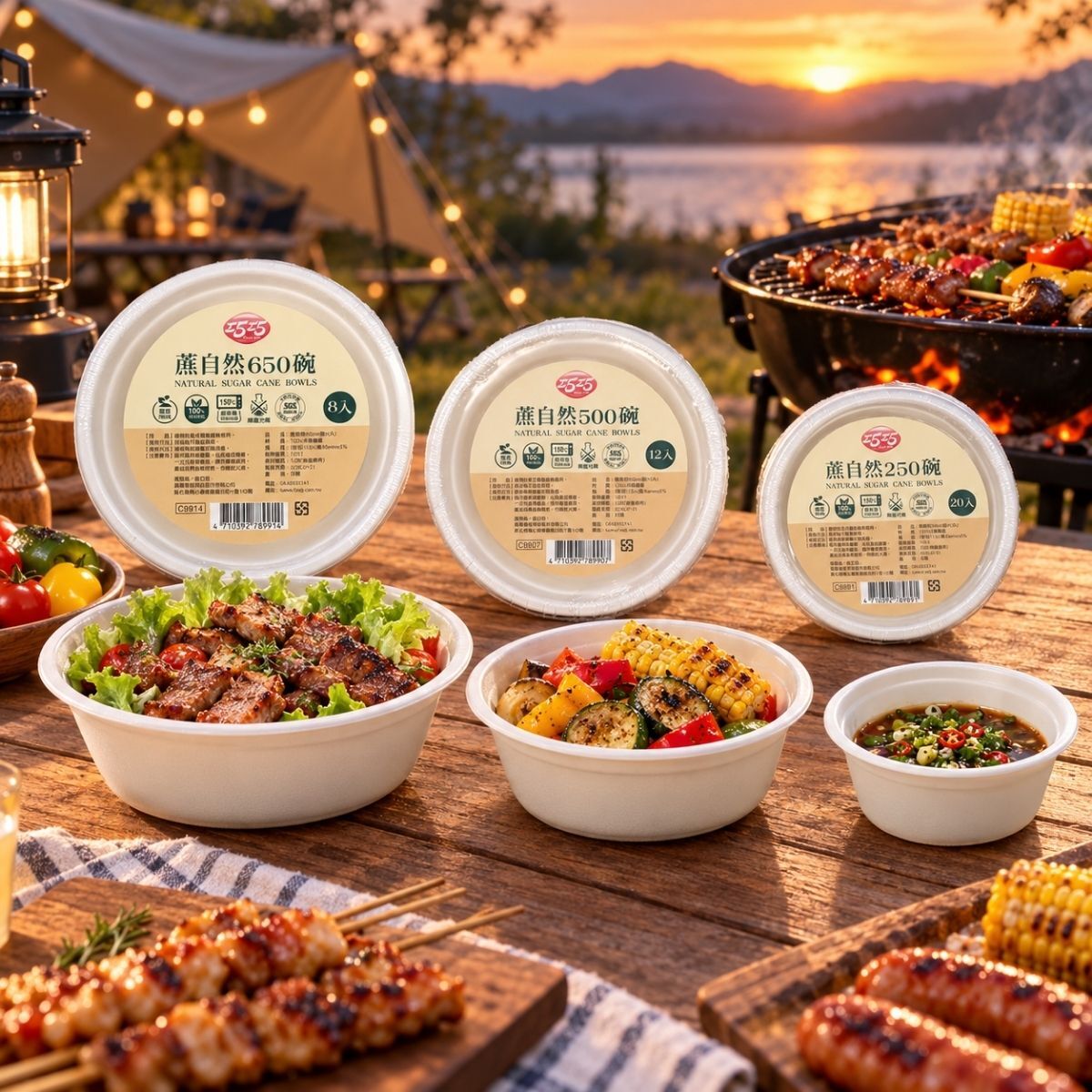 蔗自然甘蔗環保餐具｜免洗碗盤250/500/650ml 8吋9吋 可微波露營烤肉【輕鬆購五金百貨】