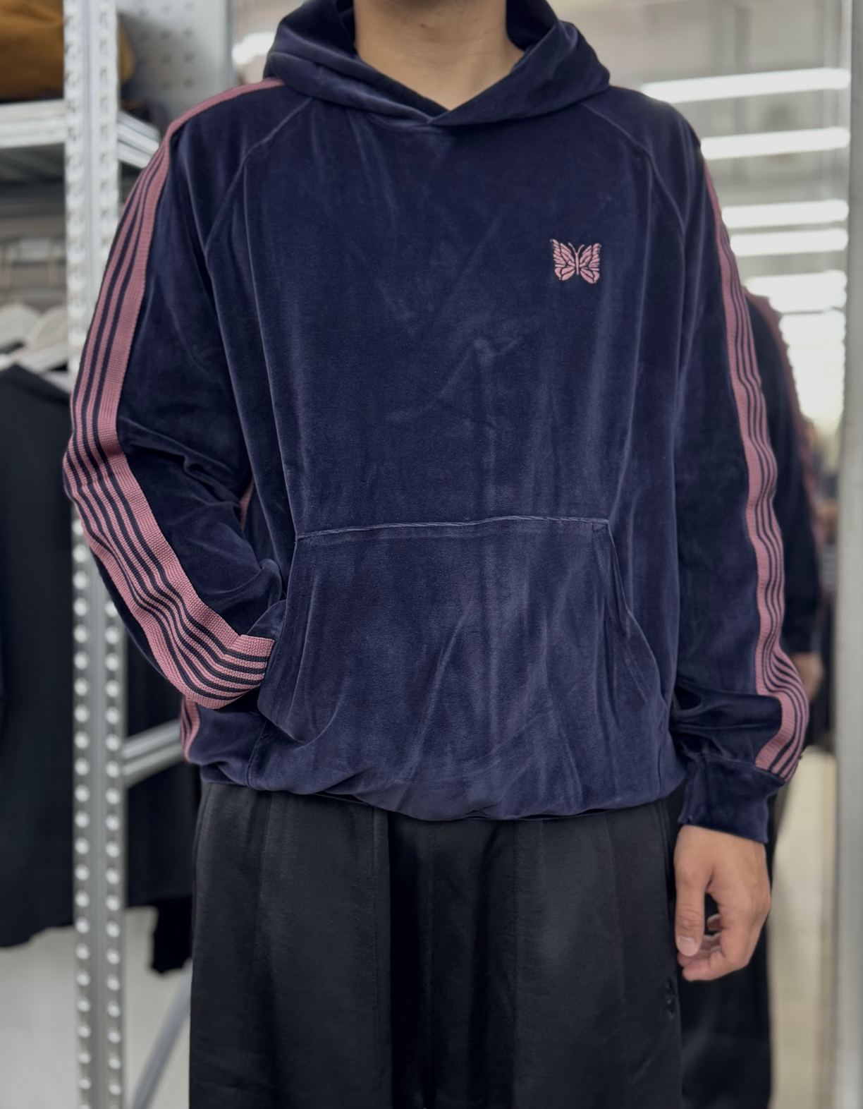 Needles FW26 Track Hoodie Velour - Navy