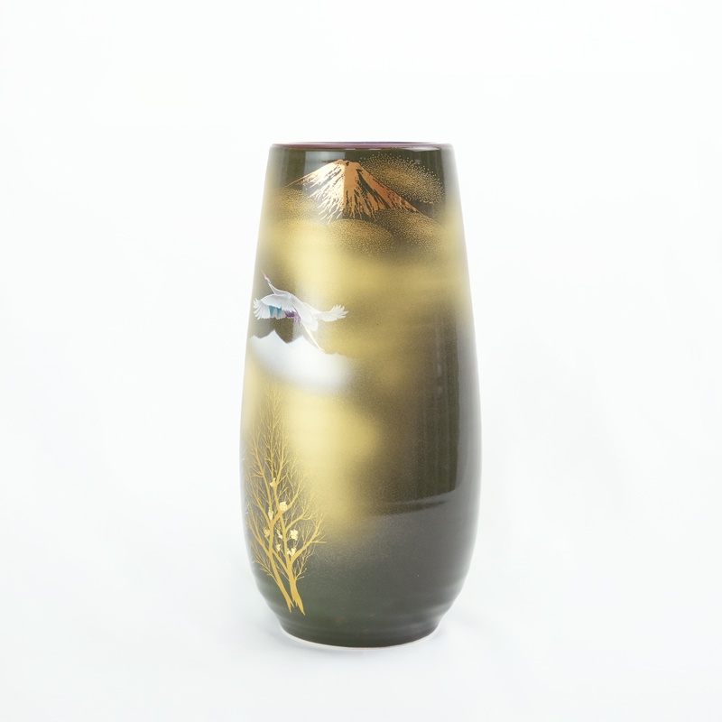 九谷燒】金箔木立連山與鶴8號花瓶｜高階企業贈禮