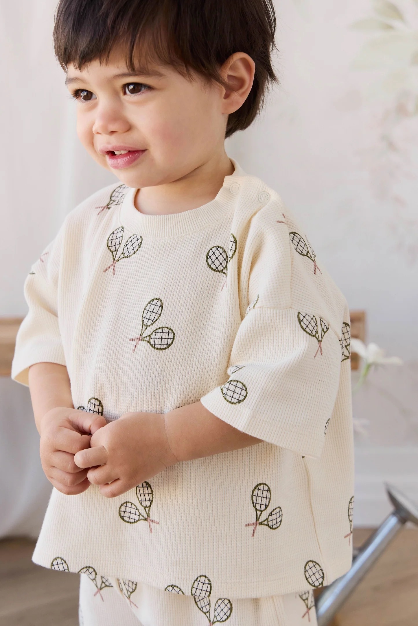 【預購】JAMIE KAY - Organic Cotton Waffle Leith Tee（Racquet Tofu）