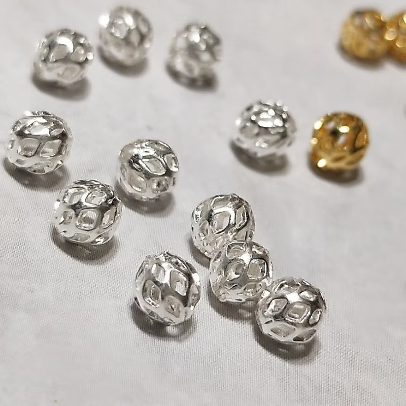14K金保色簍空金珠 銀珠(約50入)｜保色隔珠 DIY金屬材料