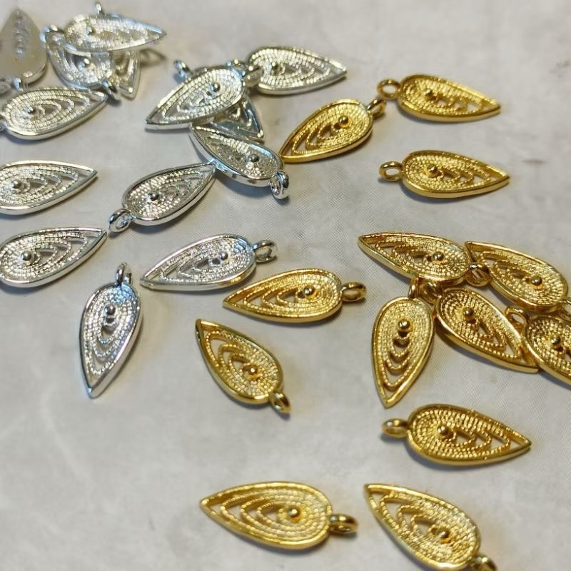 24K金保色鑲邊葉子吊飾 吊墜(5入)｜保色吊墜 DIY金屬材料