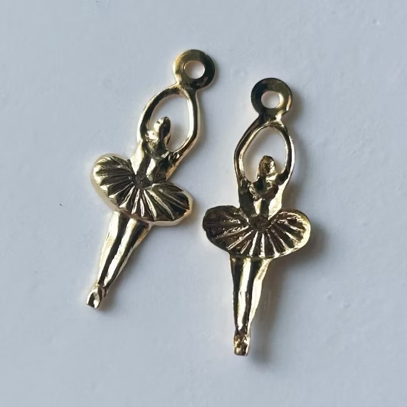 24K芭蕾女伶吊墜 雙面(5入)｜造型吊墜 DIY金屬材料