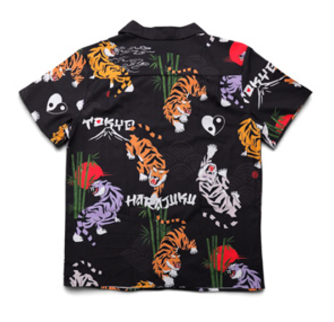 2nd Closet “TIGERS HARAJUKU” PRINTED SUMMER SHIRT - BLACK | ST04