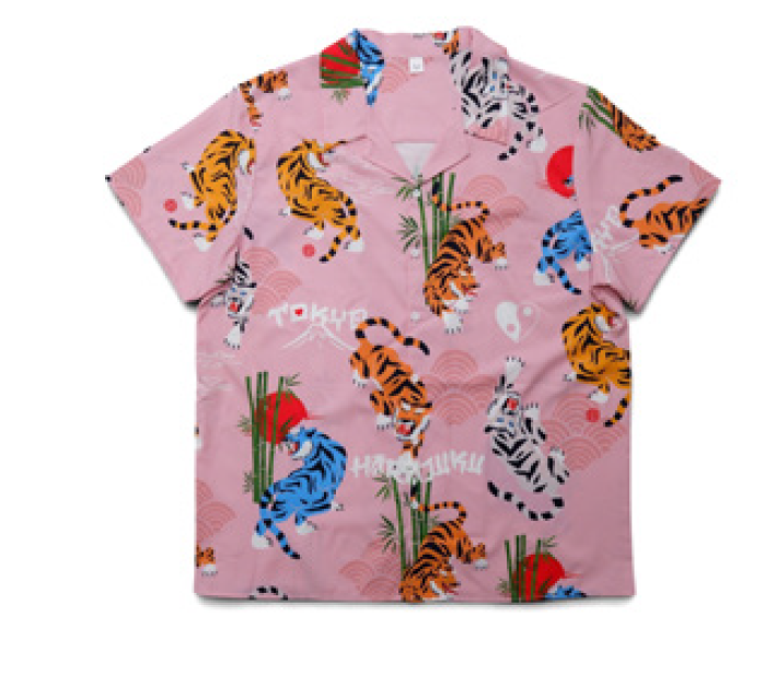 2nd Closet “TIGERS HARAJUKU” PRINTED SUMMER SHIRT - PINK | ST04