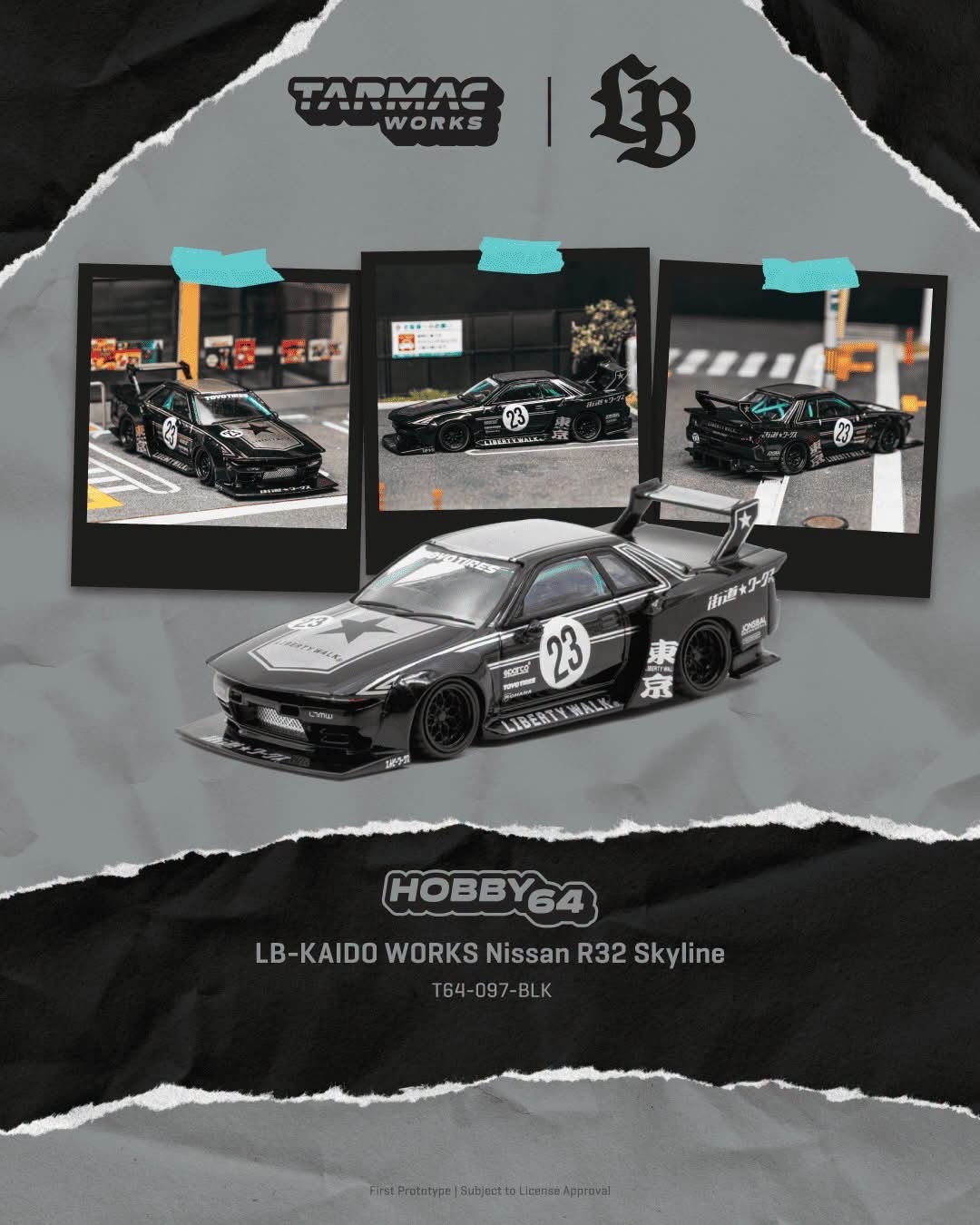 預訂 PreOrder - Tarmac Works LB-KAIDO WORKS Nissan R32 Skyline Black