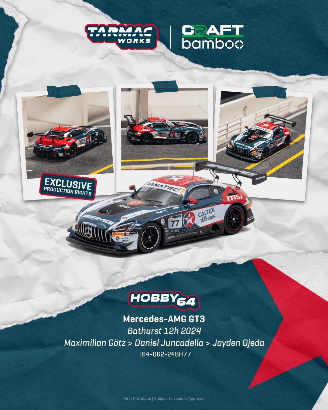 預訂 PreOrder - Tarmac Works Mercedes-AMG GT3 Bathurst 12h 2024 Maximilian Götz / Daniel Juncadella / Jayden Ojeda