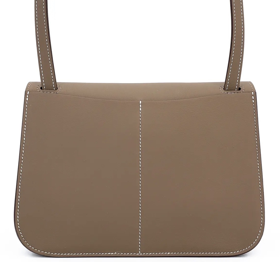 Hermes Halzan Mini Etoupe Swift 大象灰牛皮 銀扣 單肩袋