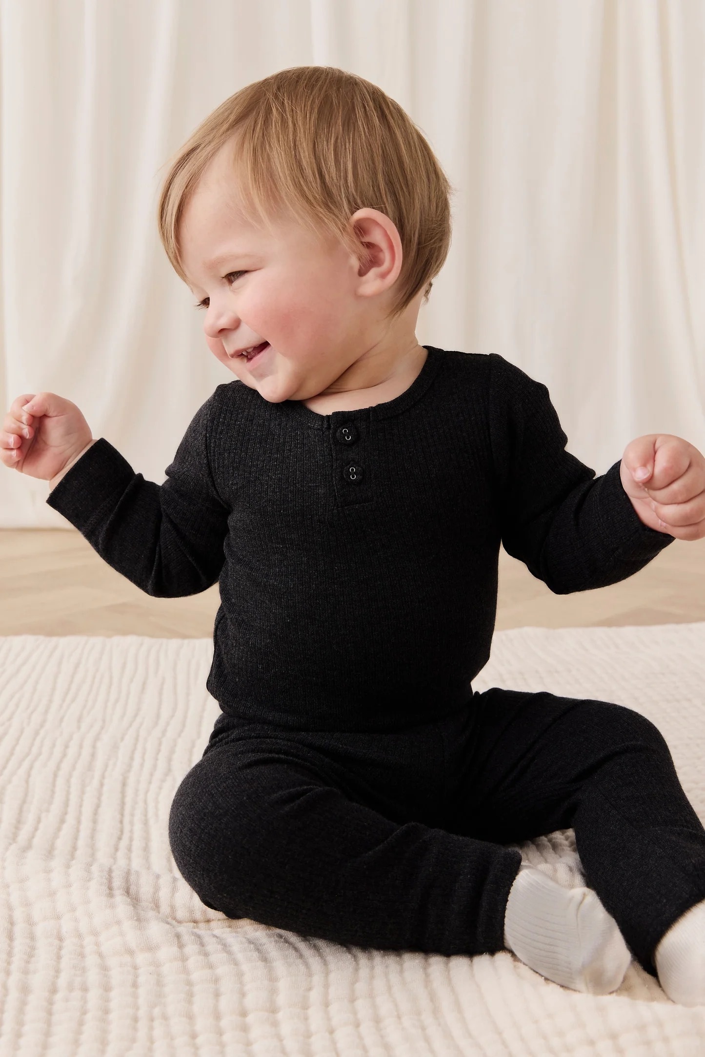 【預購】JAMIE KAY - Organic Cotton Modal Long Sleeve Bodysuit（Dark Grey Marle）